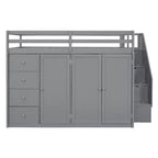 Letto a soppalco intero in pile orsetto con mensola portaoggetti e cassetti, letto a soppalco alto in legno con scrivania versatile per camera da letto