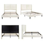 Base letto matrimoniale/king size con testiera imbottita, tessuto bouclé - ModernLuxe