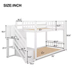 Letto a Castello Gemello su Gemello con Scala e Contenitori per Ragazzi, Letti a Castello Bassi in Legno Massello con Doghe di Supporto in Legno