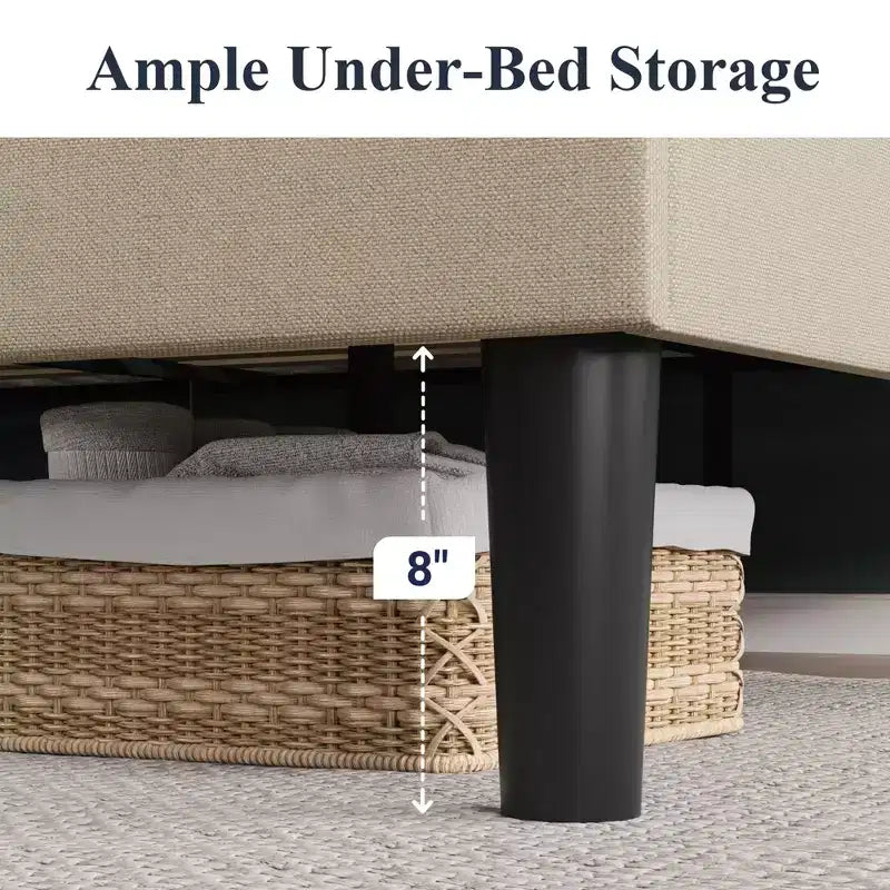 Struttura letto a piattaforma con testiera geometrica ad ali, letto moderno imbottito con supporto a doghe in legno, nessun box spring necessario, facile montaggio