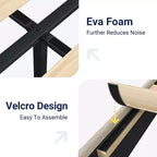 Struttura letto a piattaforma con testiera geometrica ad ali, letto moderno imbottito con supporto a doghe in legno, nessun box spring necessario, facile montaggio