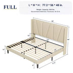 Struttura letto a piattaforma con testiera geometrica ad ali, letto moderno imbottito con supporto a doghe in legno, nessun box spring necessario, facile montaggio