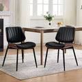 Upholstered PU Leather Kitchen Chairs Dining Chairs Set of 2 with Back and Metal Legs for Dining Room and Kitchen
