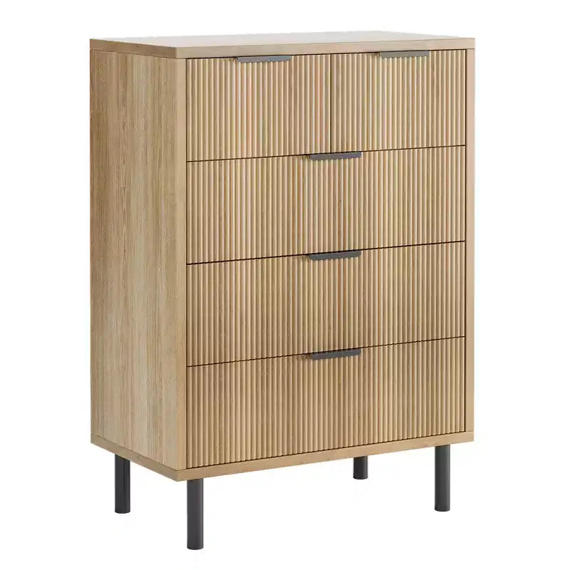Comò a 5 cassetti Fulvari per camera da letto, cassettiera in legno da 37 pollici con maniglia color oro, organizer comò portaoggetti in legno, comò per armadio