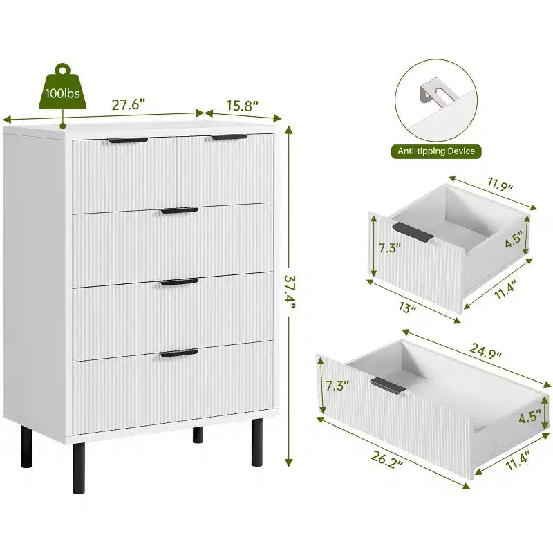 Comò a 5 cassetti Fulvari per camera da letto, cassettiera in legno da 37 pollici con maniglia color oro, organizer comò portaoggetti in legno, comò per armadio