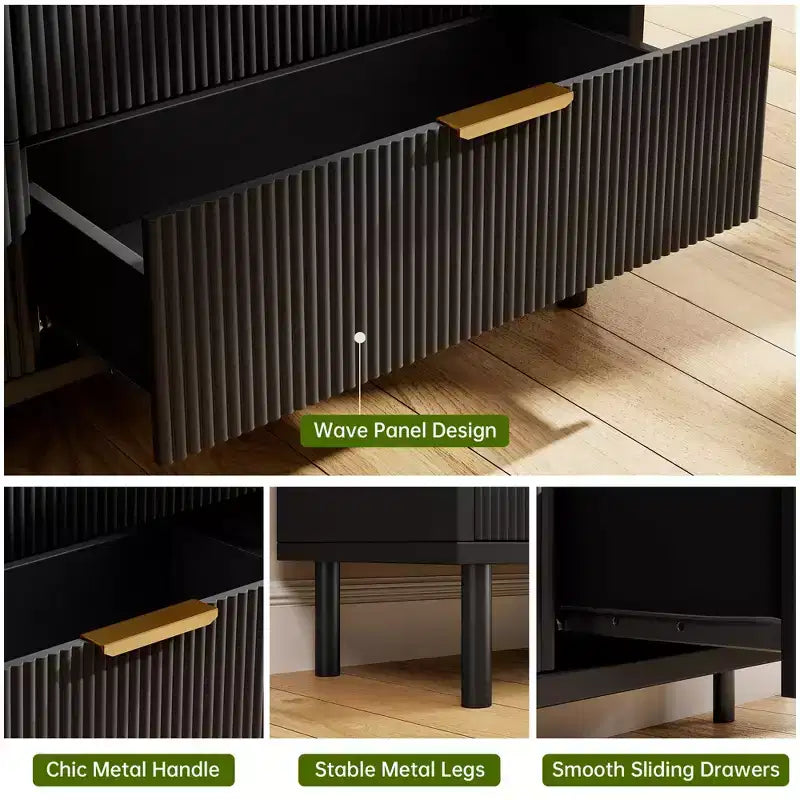 Comò a 5 cassetti Fulvari per camera da letto, cassettiera in legno da 37 pollici con maniglia color oro, organizer comò portaoggetti in legno, comò per armadio