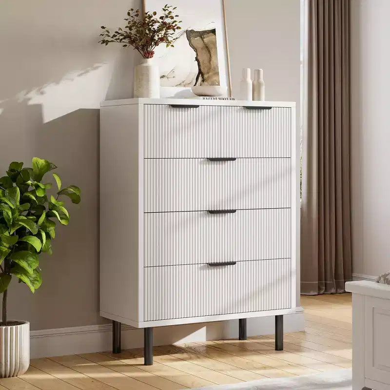 Comò a 5 cassetti Fulvari per camera da letto, cassettiera in legno da 37 pollici con maniglia color oro, organizer comò portaoggetti in legno, comò per armadio
