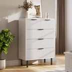 Comò a 5 cassetti Fulvari per camera da letto, cassettiera in legno da 37 pollici con maniglia color oro, organizer comò portaoggetti in legno, comò per armadio