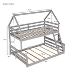 Letto a castello in legno, con struttura a casetta in legno massiccio, scaletta incorporata, convertibile in 2 letti singoli, letto a castello a terra per bambini e ragazzi