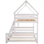Letto a castello in legno, con struttura a casetta in legno massiccio, scaletta incorporata, convertibile in 2 letti singoli, letto a castello a terra per bambini e ragazzi
