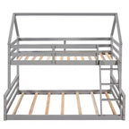 Letto a castello in legno, con struttura a casetta in legno massiccio, scaletta incorporata, convertibile in 2 letti singoli, letto a castello a terra per bambini e ragazzi
