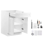 VEVOR Shaker Base Cabinet with Drawer, 24-Inch Unassembled Drawer Base Cabinet, 24 W x 24 D x 34.5 H Ready to Assemble Cabinet, White