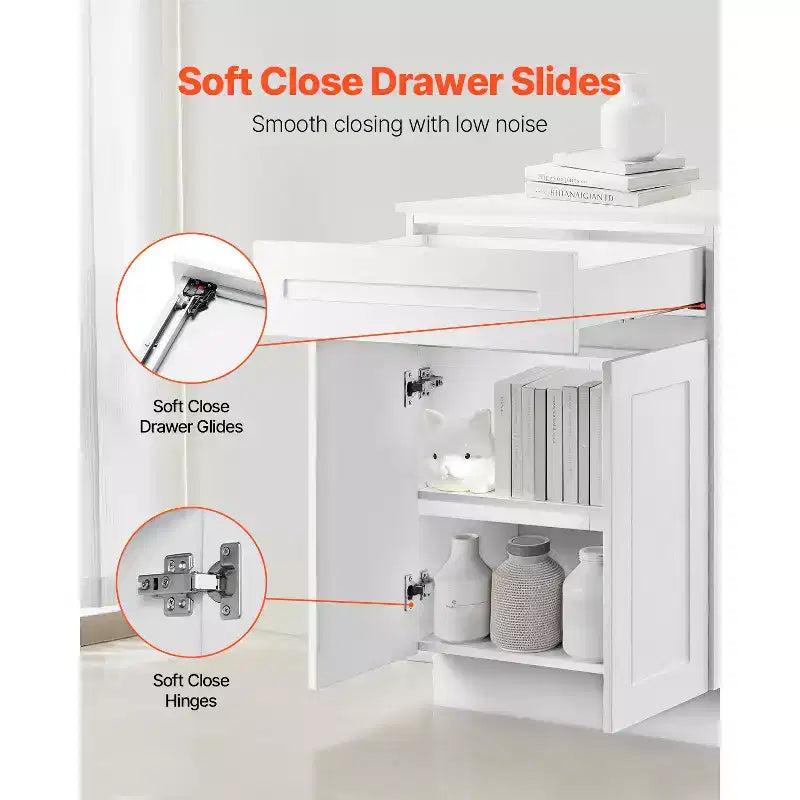 Meuble bas de cuisine VEVOR avec tiroir, meuble bas de tiroir non assemblé de 24 pouces, meuble de 24 L x 24 P x 34,5 H prêt à assembler, blanc