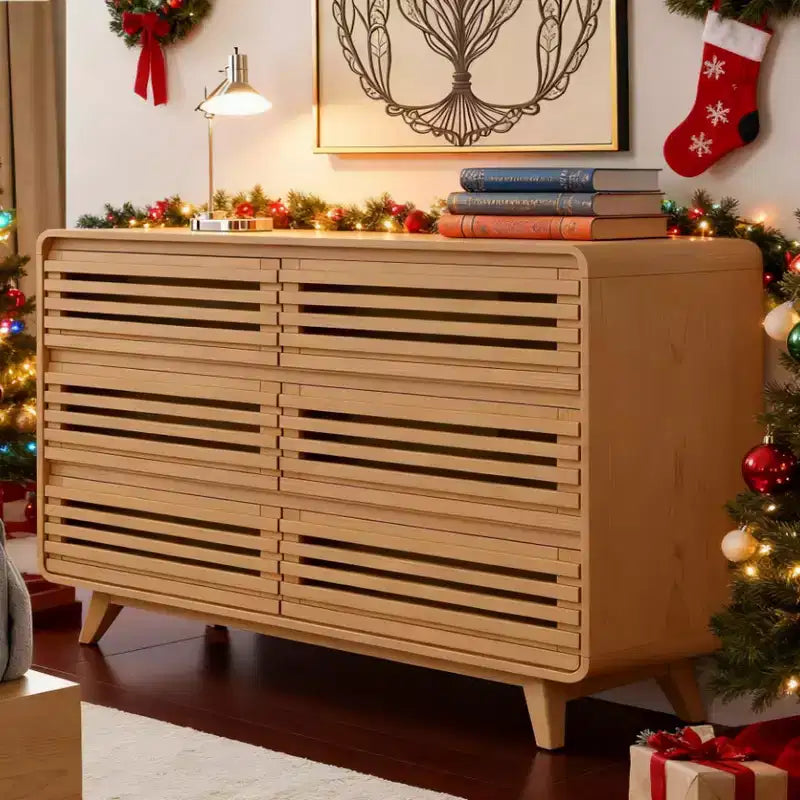 Cassettiera in legno a 6 cassetti per camera da letto, Comò con griglia