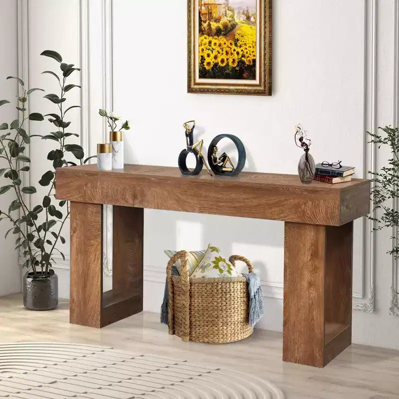 Tavolo consolle in legno massello per ingresso, tavolino da divano da 63 pollici in stile rustico per ingresso dietro il divano, tavolini rettangolari per soggiorno, corridoio, atrio