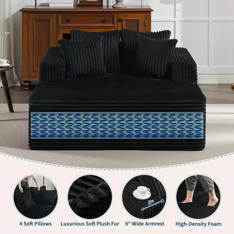 Chaise longue 61'', divano imbottito comodo e oversize extra-large con cuscini, divano per la lettura, divano cloud in morbida pelliccia sintetica