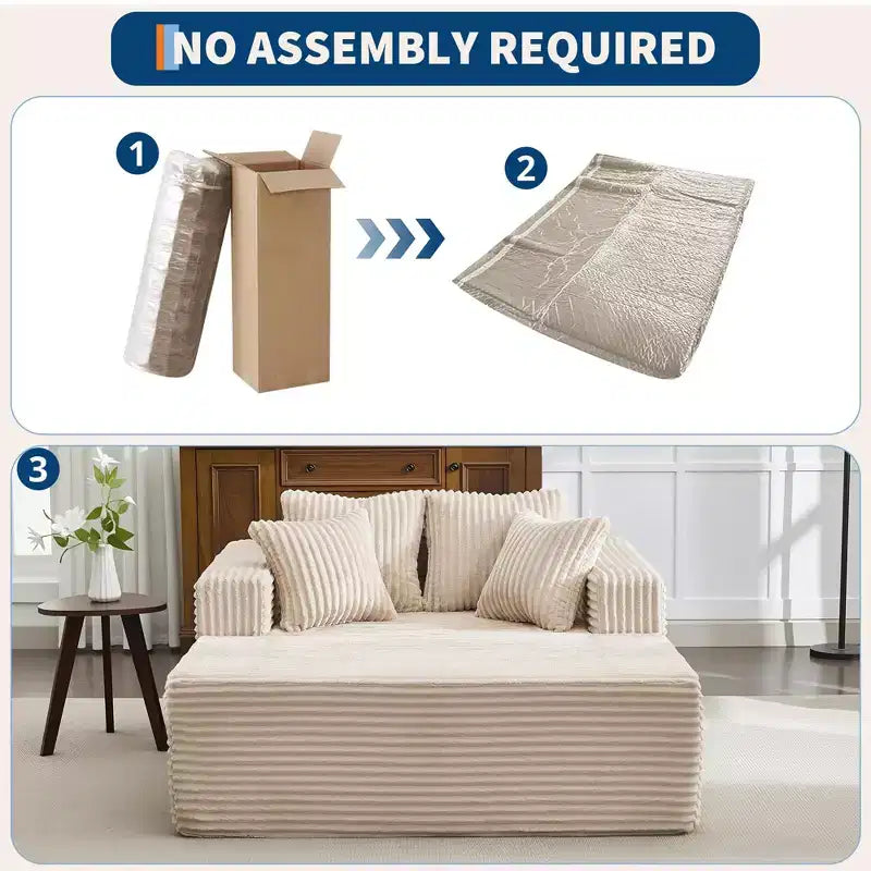 Chaise longue 61'', divano imbottito comodo e oversize extra-large con cuscini, divano per la lettura, divano cloud in morbida pelliccia sintetica