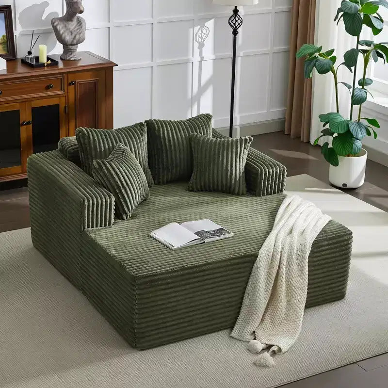 Chaise longue 61'', divano imbottito comodo e oversize extra-large con cuscini, divano per la lettura, divano cloud in morbida pelliccia sintetica