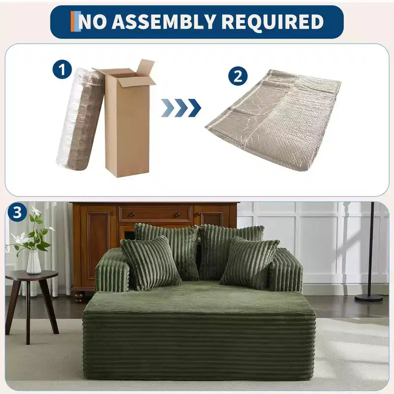 Chaise longue 61'', divano imbottito comodo e oversize extra-large con cuscini, divano per la lettura, divano cloud in morbida pelliccia sintetica