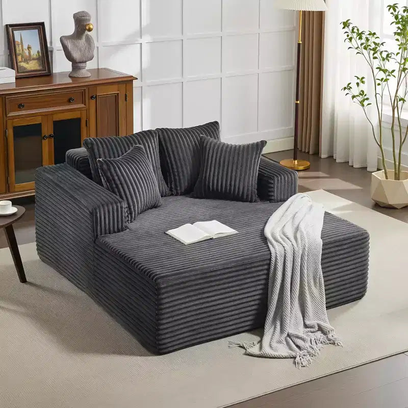 Chaise longue 61'', divano imbottito comodo e oversize extra-large con cuscini, divano per la lettura, divano cloud in morbida pelliccia sintetica