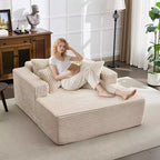 Chaise longue 61'', divano imbottito comodo e oversize extra-large con cuscini, divano per la lettura, divano cloud in morbida pelliccia sintetica