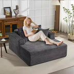 Chaise longue 61'', divano imbottito comodo e oversize extra-large con cuscini, divano per la lettura, divano cloud in morbida pelliccia sintetica