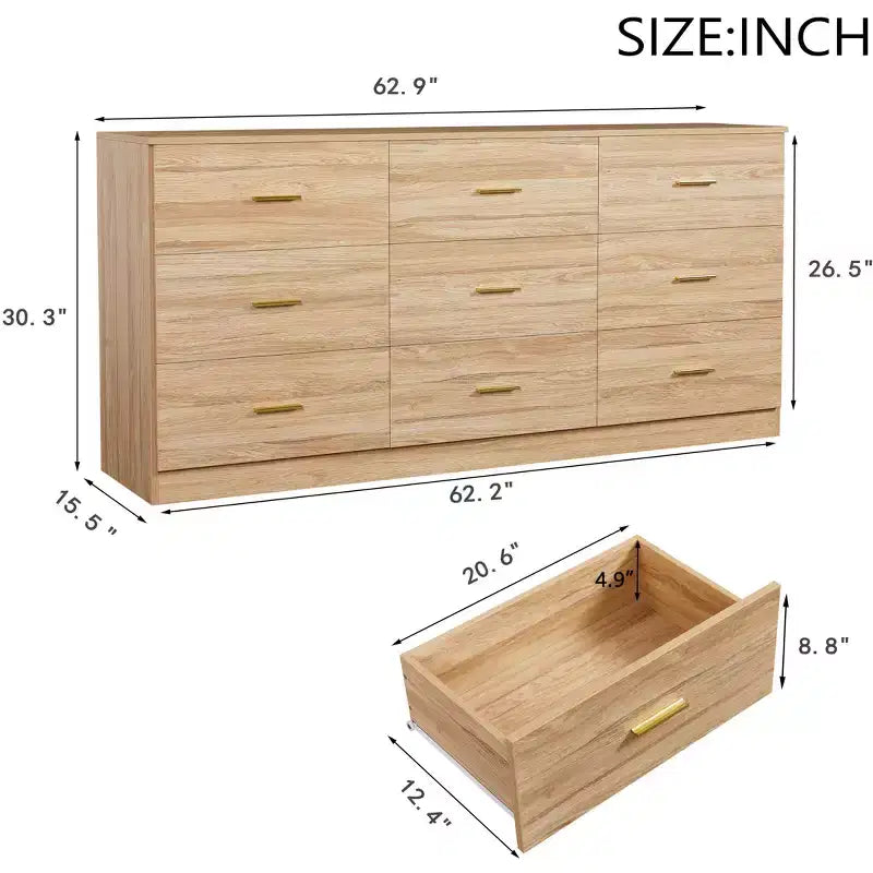 Cassettiera a 9 cassetti in legno GDFStudio Rowan Farmhouse