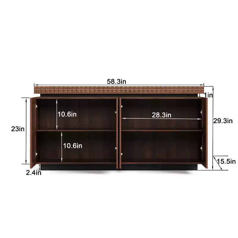 GDFStudio Orin 58.3 Credenza Moderna Testurizzata a Buffet con 4 Ante e 2 Ripiani