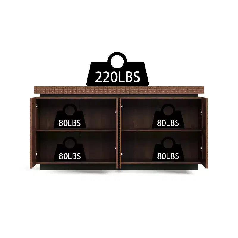 GDFStudio Orin 58.3 Credenza Moderna Testurizzata a Buffet con 4 Ante e 2 Ripiani