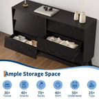 Commode Vintage, Commode à 6 Tiroirs avec Design Biseauté, Meuble TV pour Chambre, Salon, Entrée et Placard