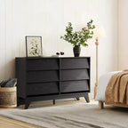 Commode Vintage, Commode à 6 Tiroirs avec Design Biseauté, Meuble TV pour Chambre, Salon, Entrée et Placard