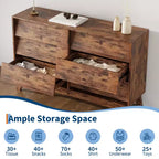 Commode Vintage, Commode à 6 Tiroirs avec Design Biseauté, Meuble TV pour Chambre, Salon, Entrée et Placard