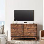 Commode Vintage, Commode à 6 Tiroirs avec Design Biseauté, Meuble TV pour Chambre, Salon, Entrée et Placard