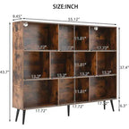 COZONY Libreria a 10 cubi e 3 livelli con 5 gambe in ferro, Scaffale aperto in legno autoportante per casa, ufficio, soggiorno, camera da letto