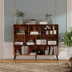 COZONY 10-Cube 3-Tier Bookshelf with 5 Iron Legs, Wooden Freestanding Open Shelf Storage Organizer for Home Office Living Room Bedroom