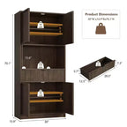 Credenza alta da cucina 70", credenza in legno scanalato con ripiani regolabili, mobiletto indipendente per il bagno