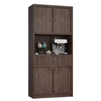 Credenza alta da cucina 70", credenza in legno scanalato con ripiani regolabili, mobiletto indipendente per il bagno