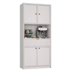 Credenza alta da cucina 70", credenza in legno scanalato con ripiani regolabili, mobiletto indipendente per il bagno