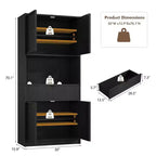 Credenza alta da cucina 70", credenza in legno scanalato con ripiani regolabili, mobiletto indipendente per il bagno