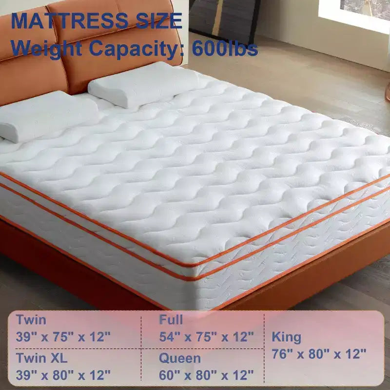 Materasso ibrido individuale Okak Modern Euro Top da 12 pollici con memory foam per un sonno confortevole, rigidità media