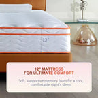 Materasso ibrido individuale Okak Modern Euro Top da 12 pollici con memory foam per un sonno confortevole, rigidità media