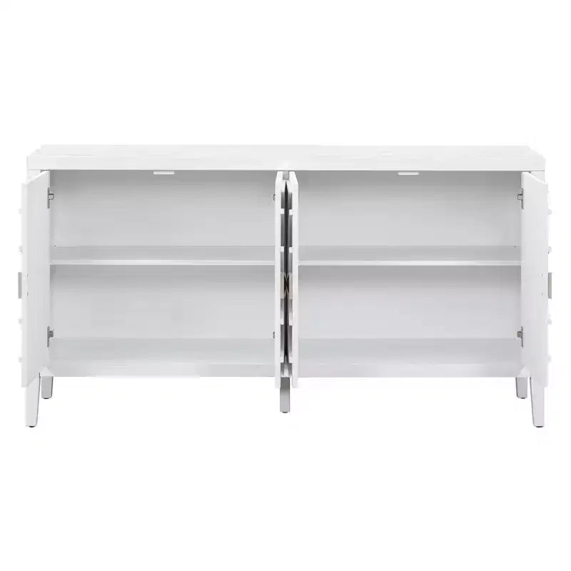 Hostack Madia Retrò con Scanalature Circolari, Maniglie Rotonde in Metallo per Ingresso, Sala da Pranzo e Soggiorno, Bianco