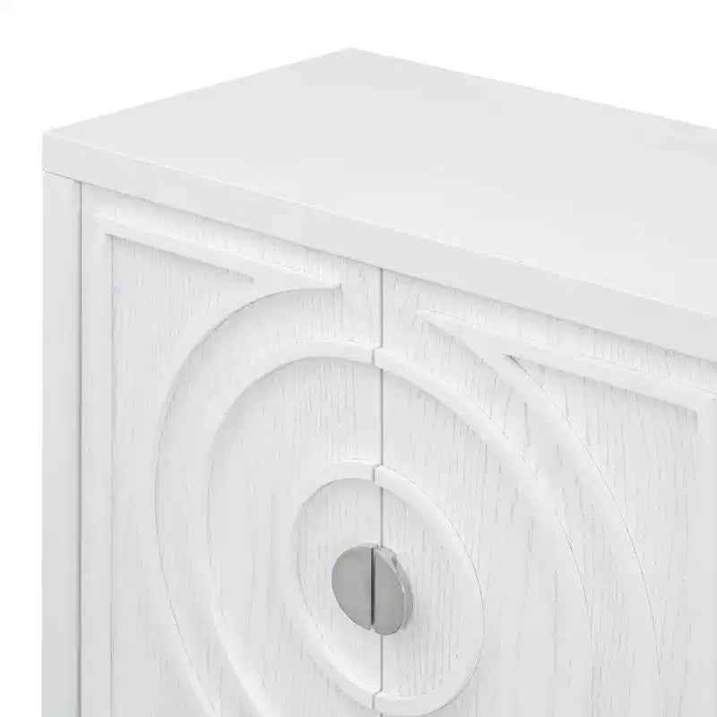 Hostack Madia Retrò con Scanalature Circolari, Maniglie Rotonde in Metallo per Ingresso, Sala da Pranzo e Soggiorno, Bianco