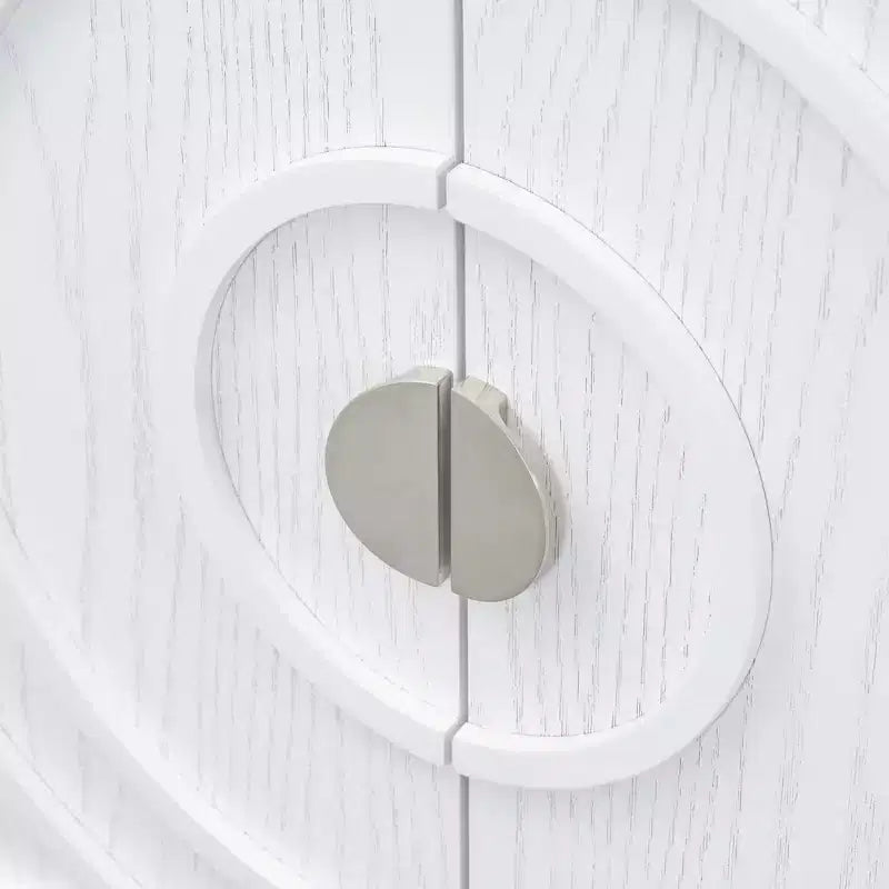 Hostack Madia Retrò con Scanalature Circolari, Maniglie Rotonde in Metallo per Ingresso, Sala da Pranzo e Soggiorno, Bianco