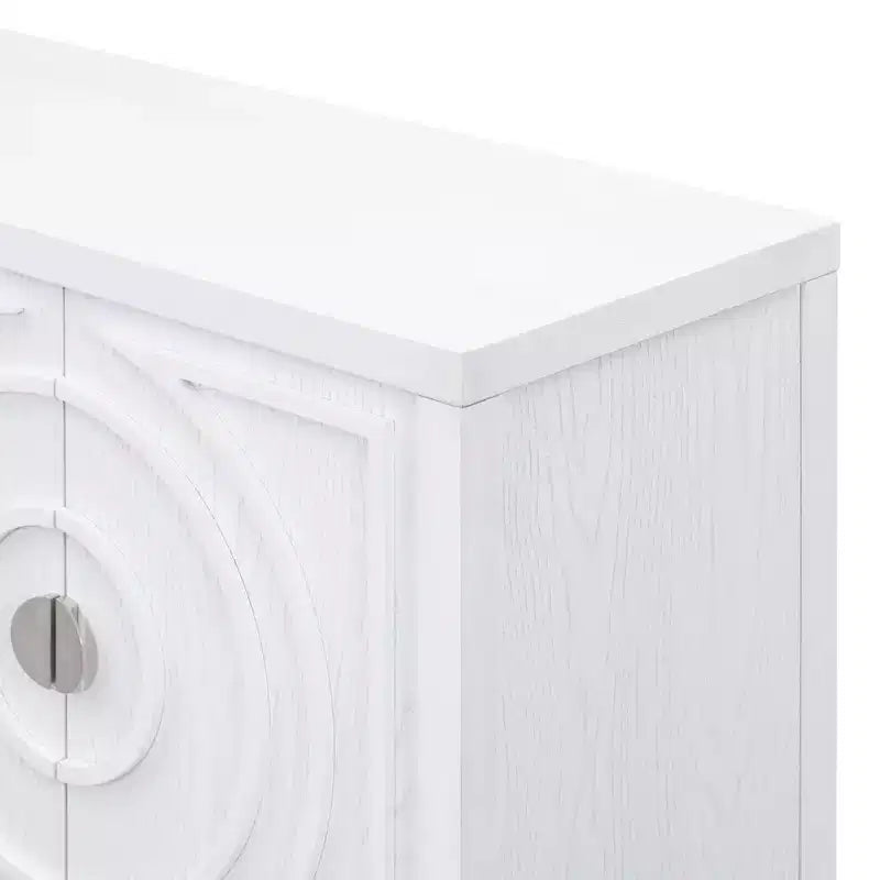 Hostack Madia Retrò con Scanalature Circolari, Maniglie Rotonde in Metallo per Ingresso, Sala da Pranzo e Soggiorno, Bianco
