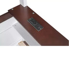 Letto a castello basso Queen su Queen con ripiani, letto a castello in legno con stazione di ricarica USB e luce a LED