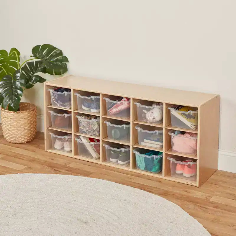 ECR4Kids Streamline - Mobiletto a 15 Scomparti con 15 Contenitori a Cesto, 3x5, Mobili per Bambini