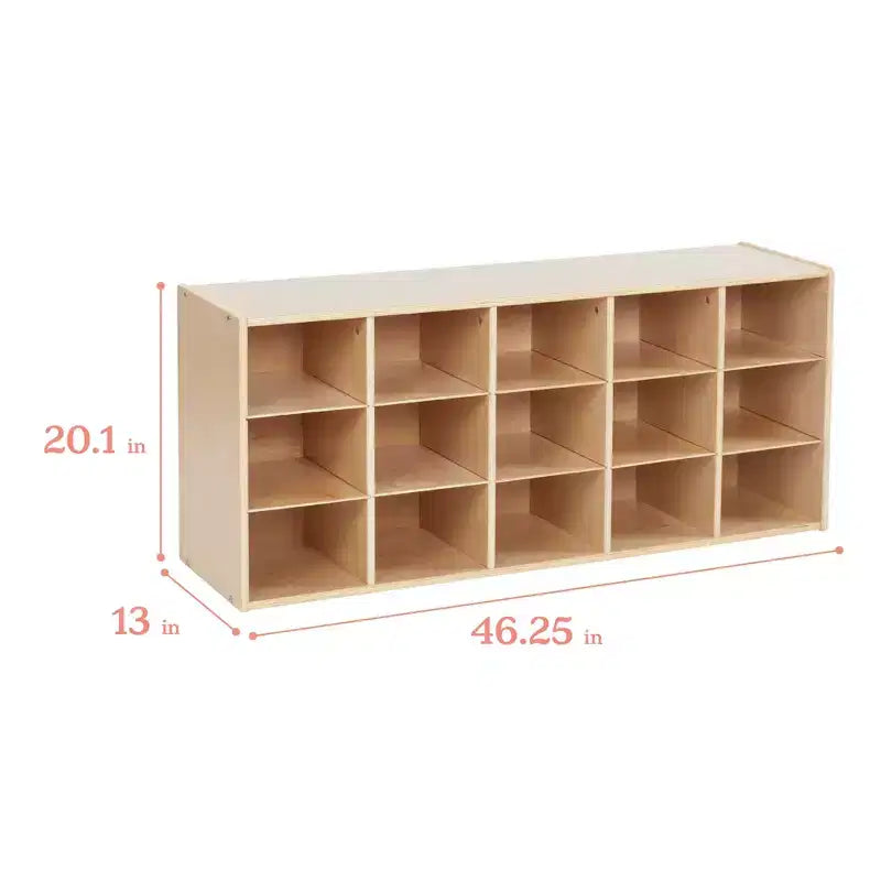 ECR4Kids Streamline - Mobiletto a 15 Scomparti con 15 Contenitori a Cesto, 3x5, Mobili per Bambini