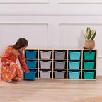 ECR4Kids Streamline - Mobiletto a 15 Scomparti con 15 Contenitori a Cesto, 3x5, Mobili per Bambini