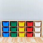 ECR4Kids Streamline - Mobiletto a 15 Scomparti con 15 Contenitori a Cesto, 3x5, Mobili per Bambini